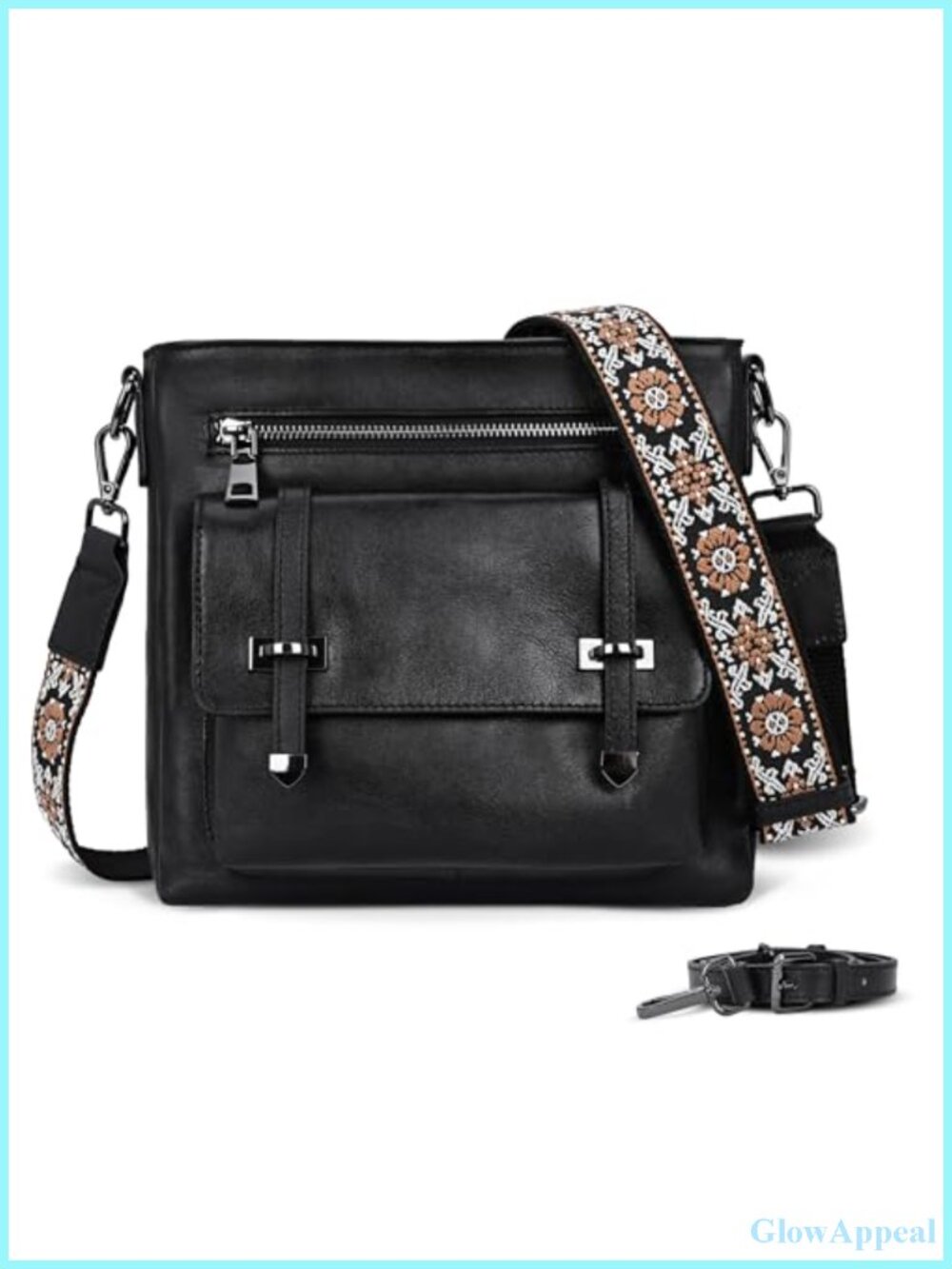 Soft Genuine Leather Crossbody Bag Multi Pocket Shoulder Handbag